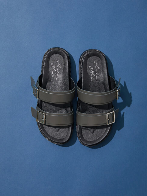  「【WEB限定】ボリュームソールダブルベルトサンダル」|サンダル|カーキ