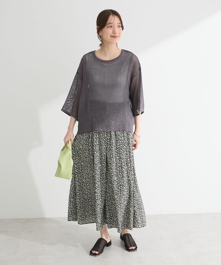 armonia「七分袖コットンメッシュラグラントップス」|Tシャツ・カットソー|