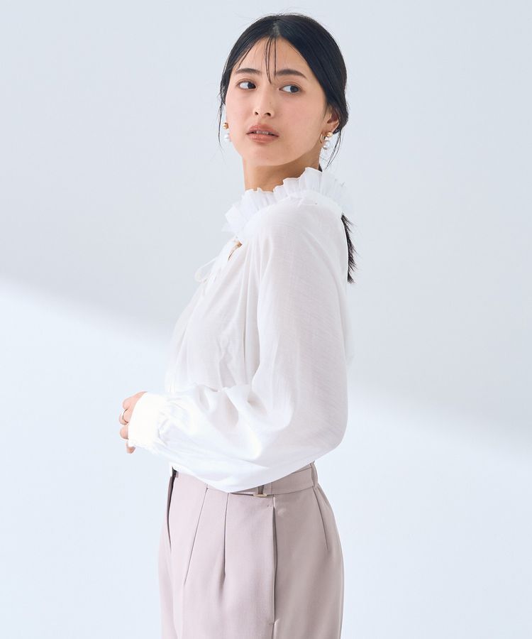 YECCA VECCA「スタンドカラーシアーリボンブラウス」|シャツ・ブラウス|