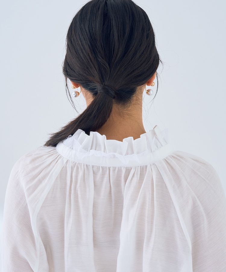 YECCA VECCA「スタンドカラーシアーリボンブラウス」|シャツ・ブラウス|
