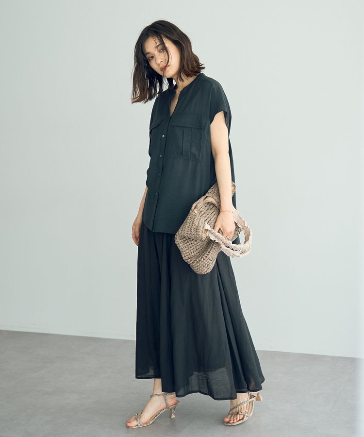 YECCA VECCA「綿レーヨンギャザーロングスカート」|フレア|