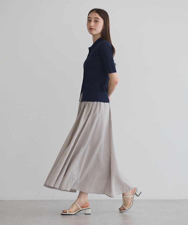 YECCA VECCA「綿レーヨンギャザーロングスカート」|フレア|