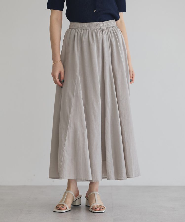 YECCA VECCA「綿レーヨンギャザーロングスカート」|フレア|