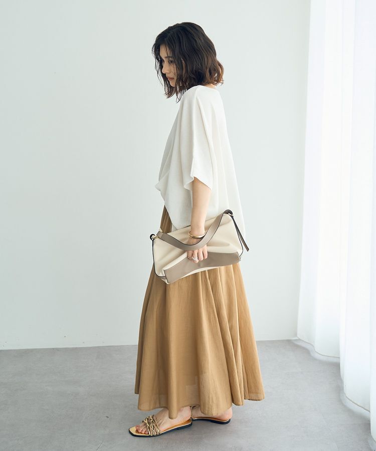YECCA VECCA「綿レーヨンギャザーロングスカート」|フレア|