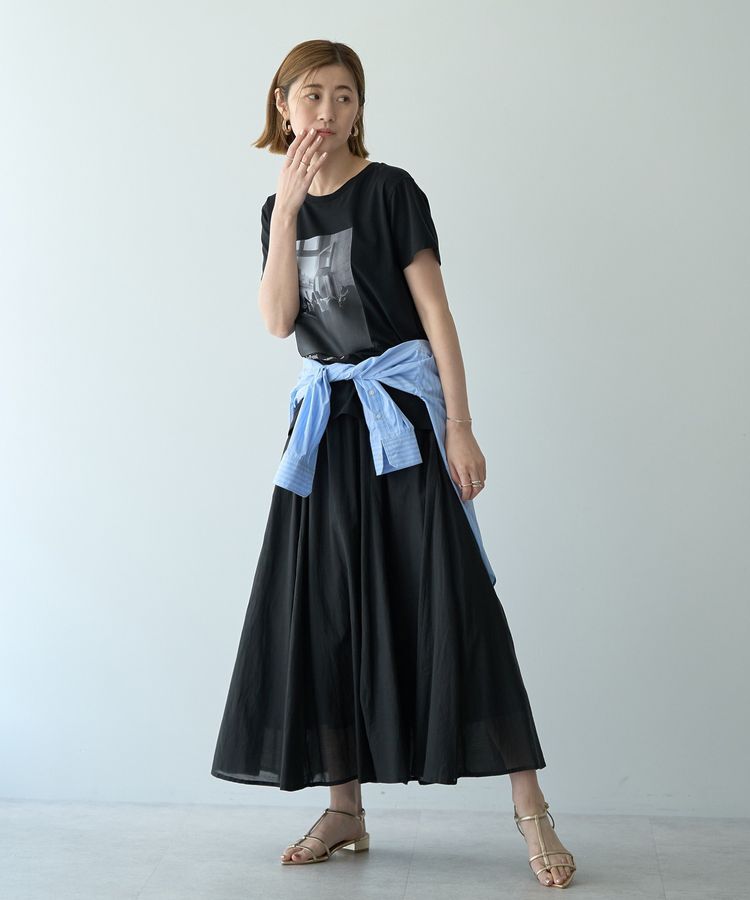 YECCA VECCA「綿レーヨンギャザーロングスカート」|フレア|
