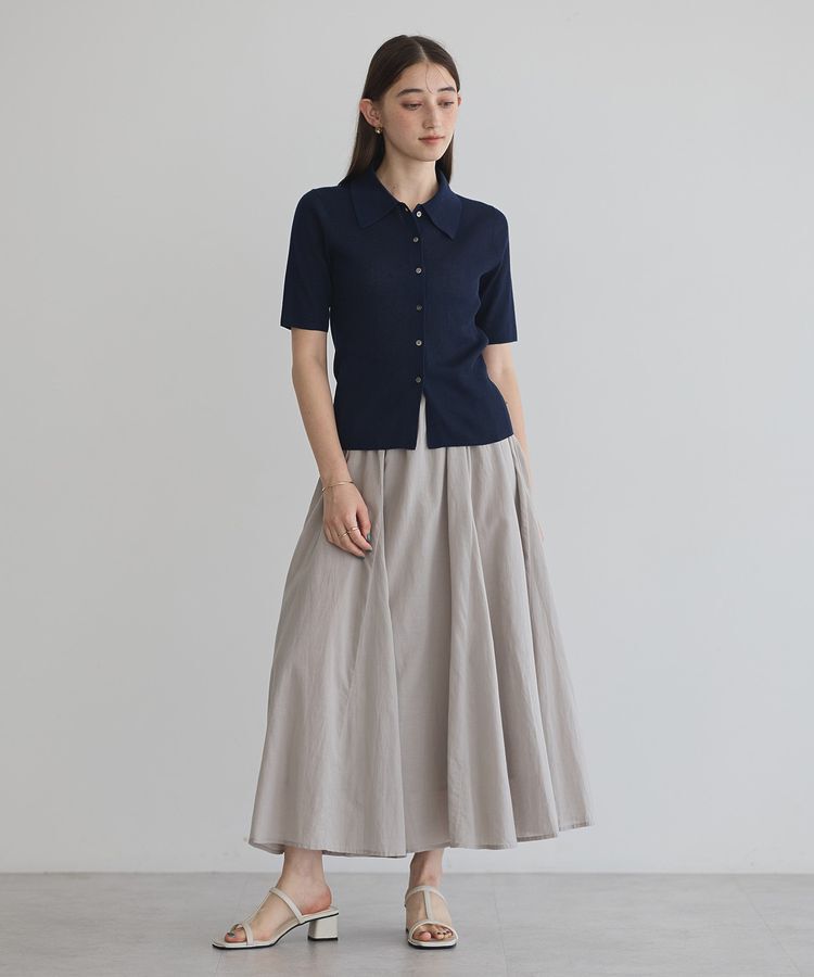 YECCA VECCA「綿レーヨンギャザーロングスカート」|フレア|