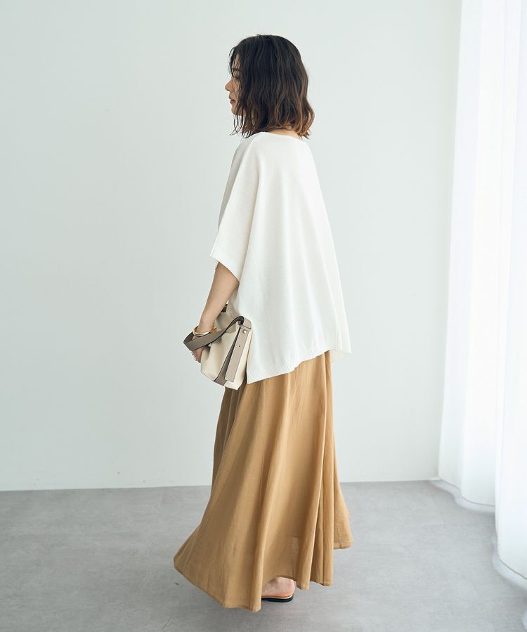YECCA VECCA「綿レーヨンギャザーロングスカート」|フレア|