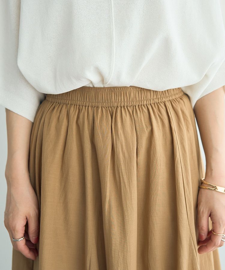 YECCA VECCA「綿レーヨンギャザーロングスカート」|フレア|