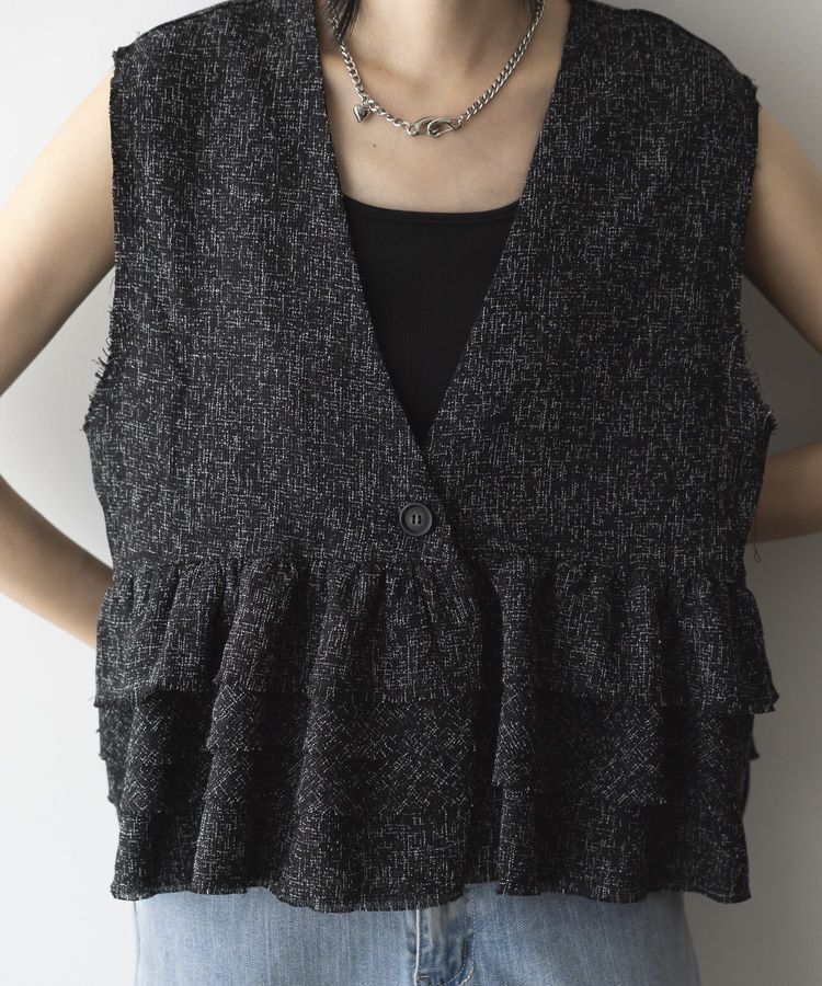 GARAGE OF GOOD CLOTHING「ツイードギャザーベスト」|ベスト・ジレ|