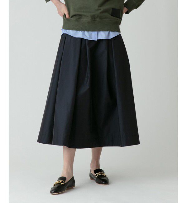 allureville「タフタタックフレアスカート」|スカート|ネイビー