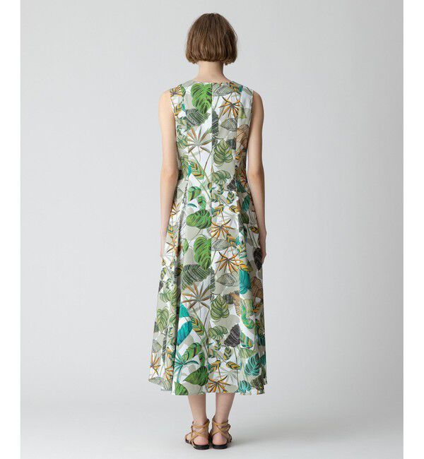 allureville「リーフプリントマルチフレアーVネックワンピース」|ワンピース|