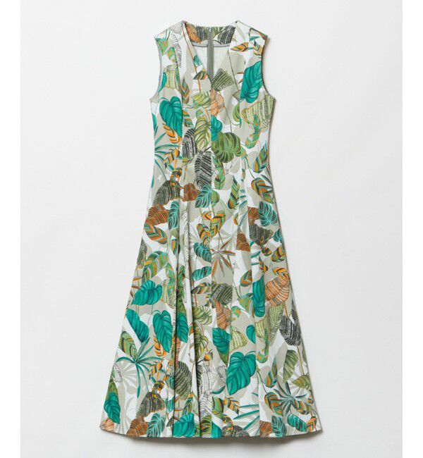 allureville「リーフプリントマルチフレアーVネックワンピース」|ワンピース|