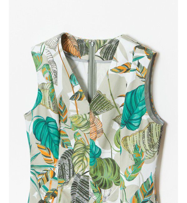 allureville「リーフプリントマルチフレアーVネックワンピース」|ワンピース|