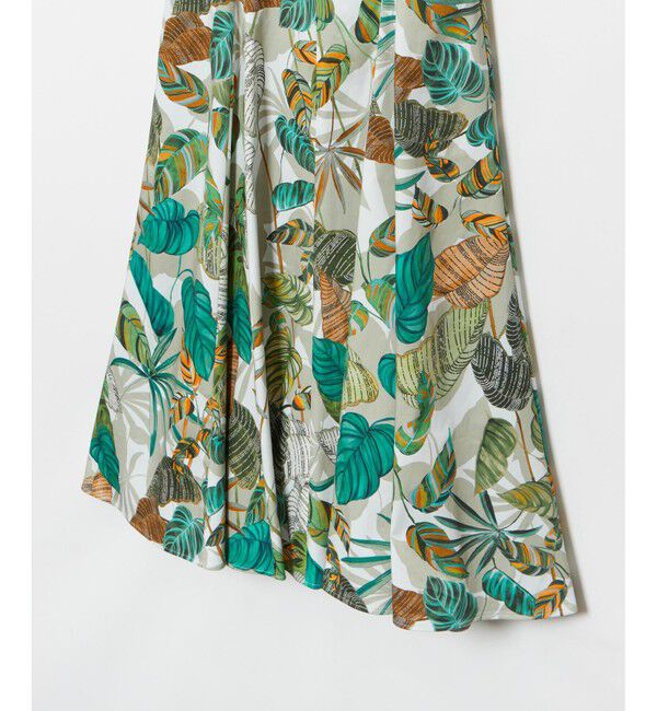 allureville「リーフプリントマルチフレアーVネックワンピース」|ワンピース|