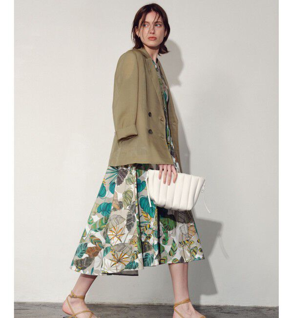 allureville「リーフプリントマルチフレアーVネックワンピース」|ワンピース|