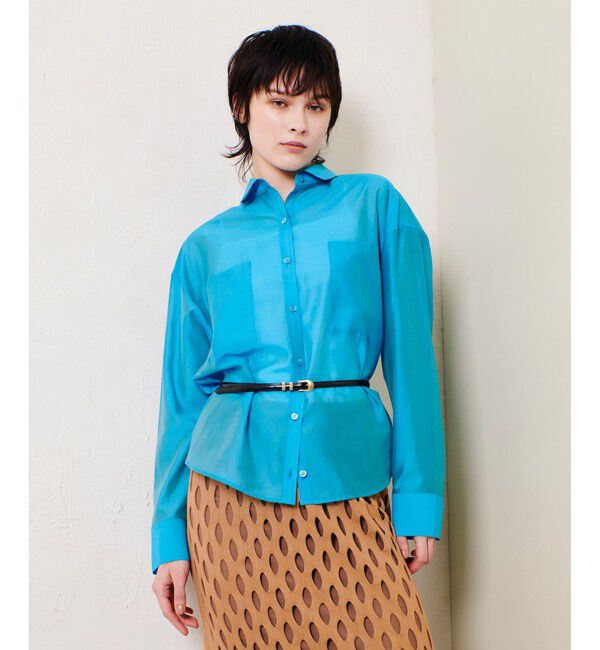 allureville「ナチュラルオーガンジーシャツブラウス」|シャツ・ブラウス|ブルー