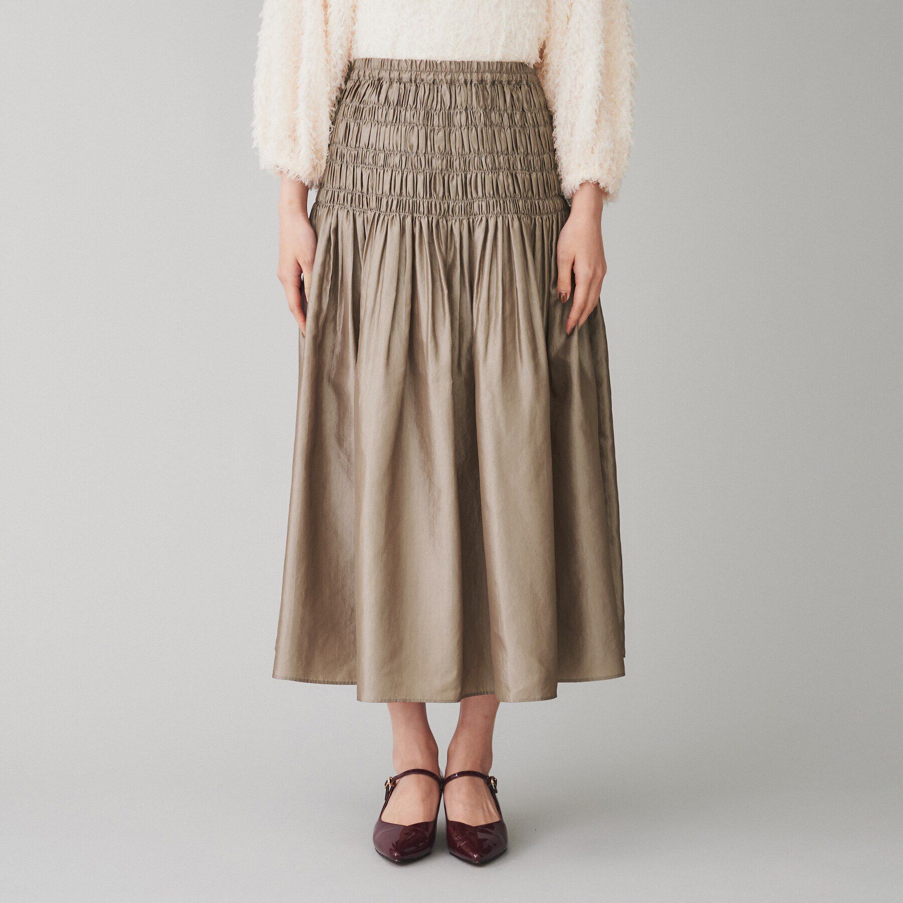 UNTITLED「【Liyoca】シャンブレータフタ ギャザープレススカート」|スカート|