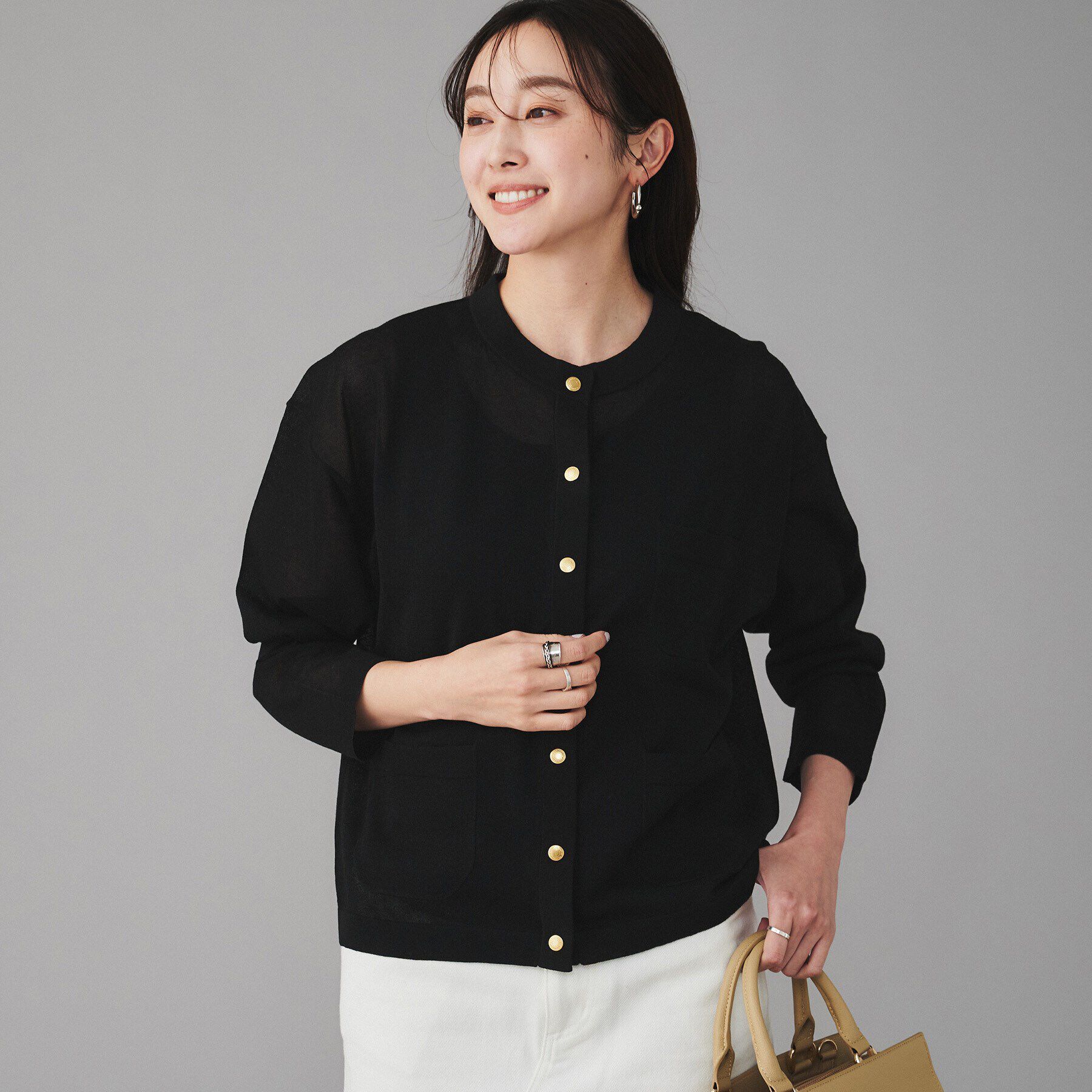 UNTITLED「【 TRADITIONAL WEATHERWEAR 】ARKLEY KNIT シアーカーディガン」|カーディガン|ブラック(019)