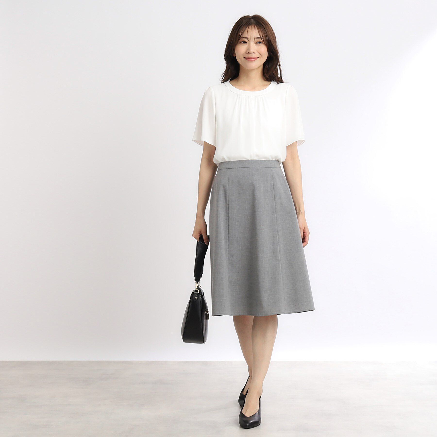 Reflect「【UVカット／接触冷感／マシンウォッシュ可】スクエアネックタックブラウス」|Tシャツ・カットソー|