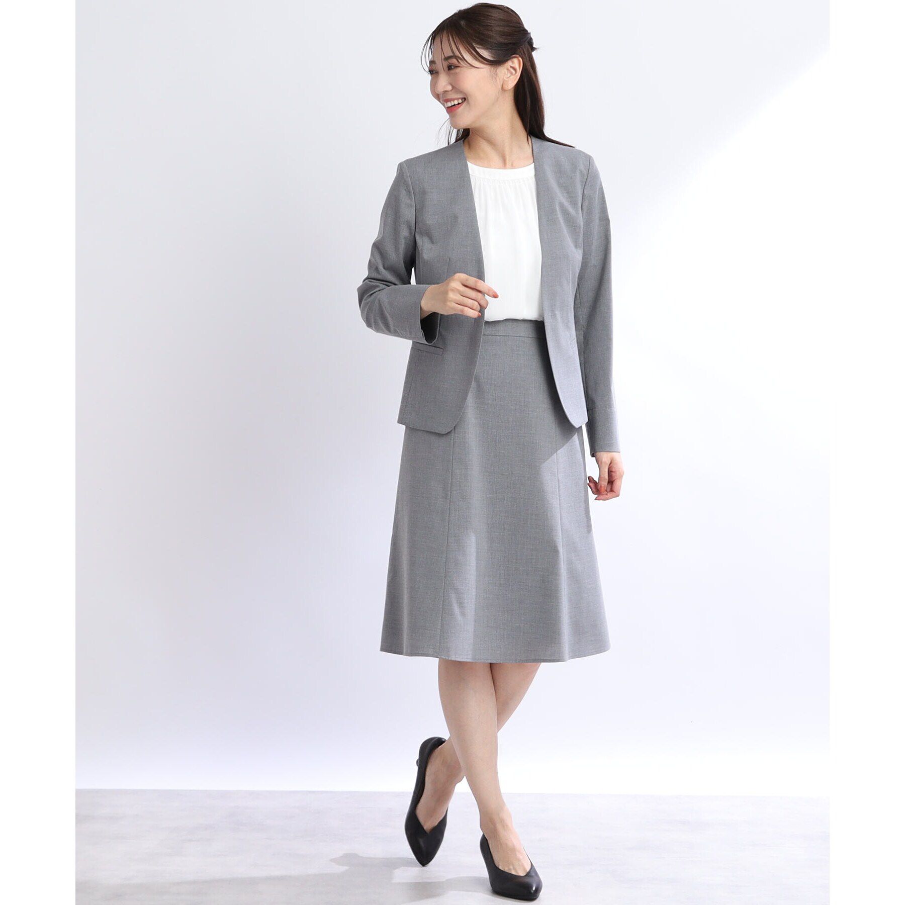 Reflect「【UVカット／接触冷感／マシンウォッシュ可】スクエアネックタックブラウス」|Tシャツ・カットソー|