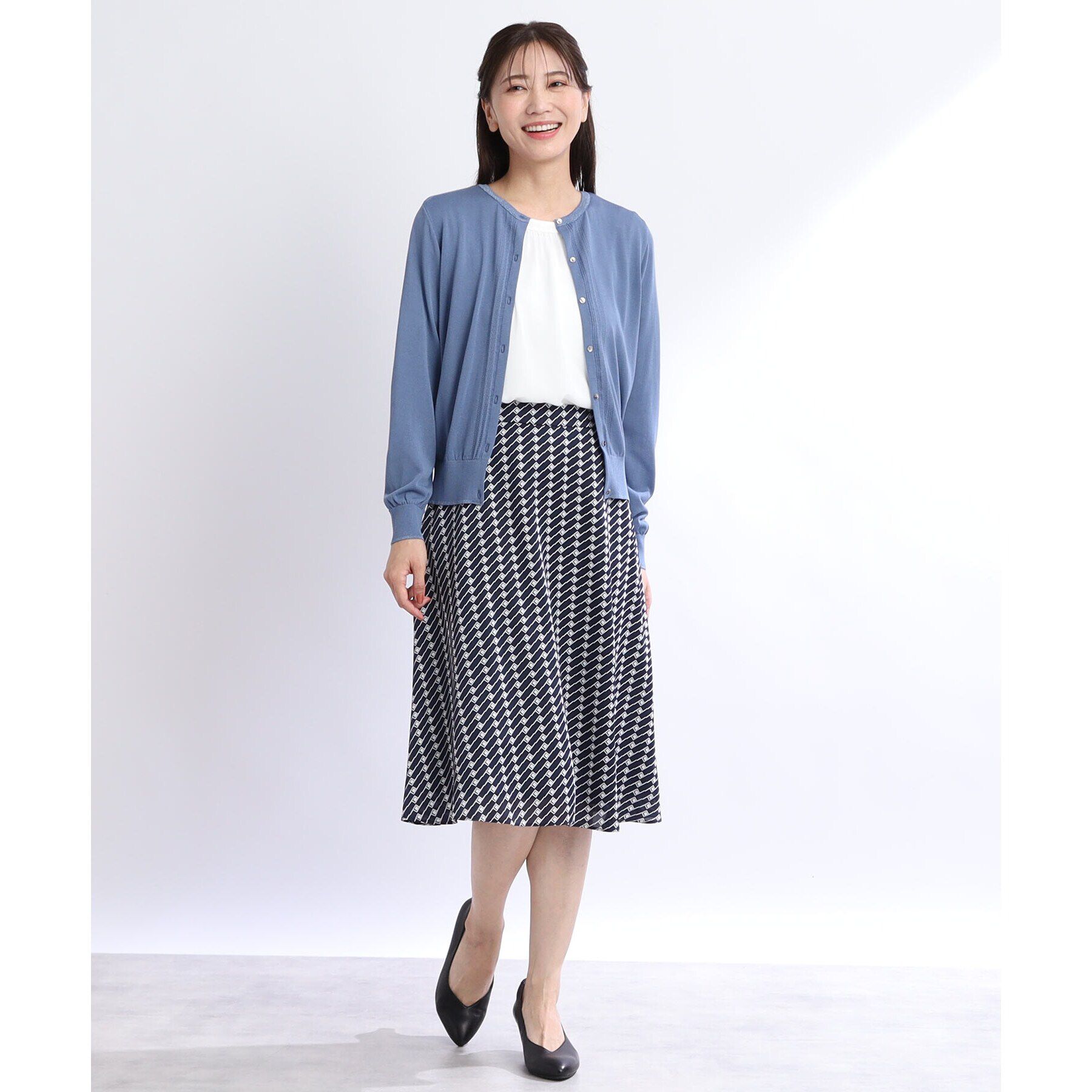 Reflect「【UVカット／接触冷感／マシンウォッシュ可】スクエアネックタックブラウス」|Tシャツ・カットソー|