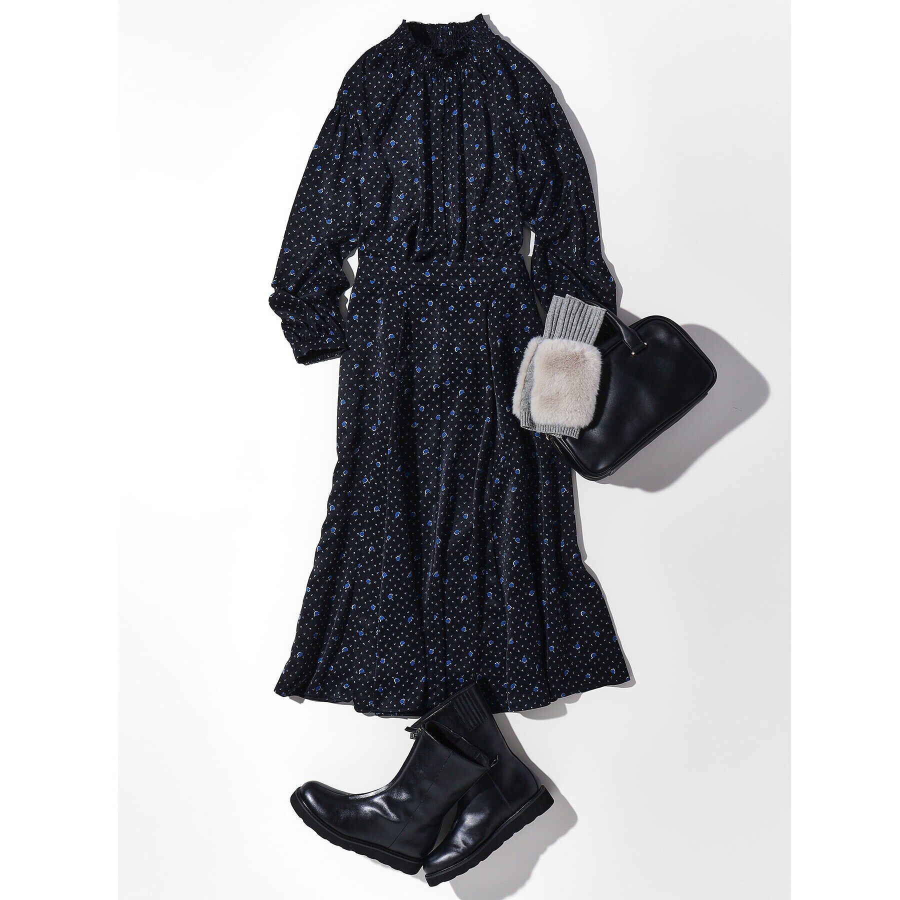 Reflect「フェイクファー&times;ニットグローブ」|手袋|