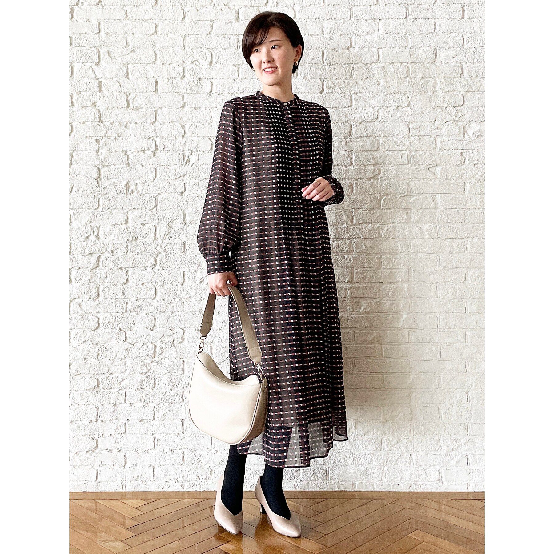 Reflect「【マシンウォッシュ可】チェック柄プリントワンピース」|ワンピース|