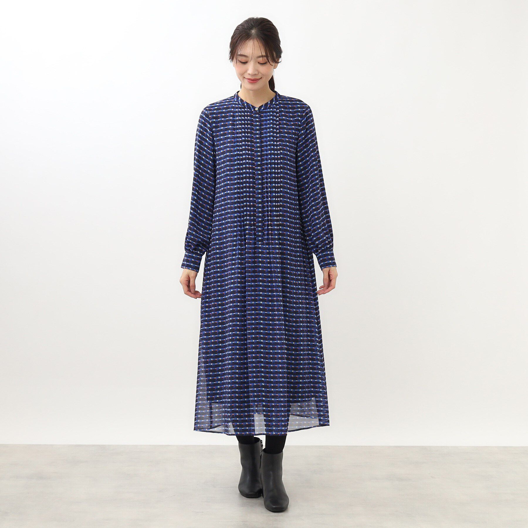 Reflect「【マシンウォッシュ可】チェック柄プリントワンピース」|ワンピース|