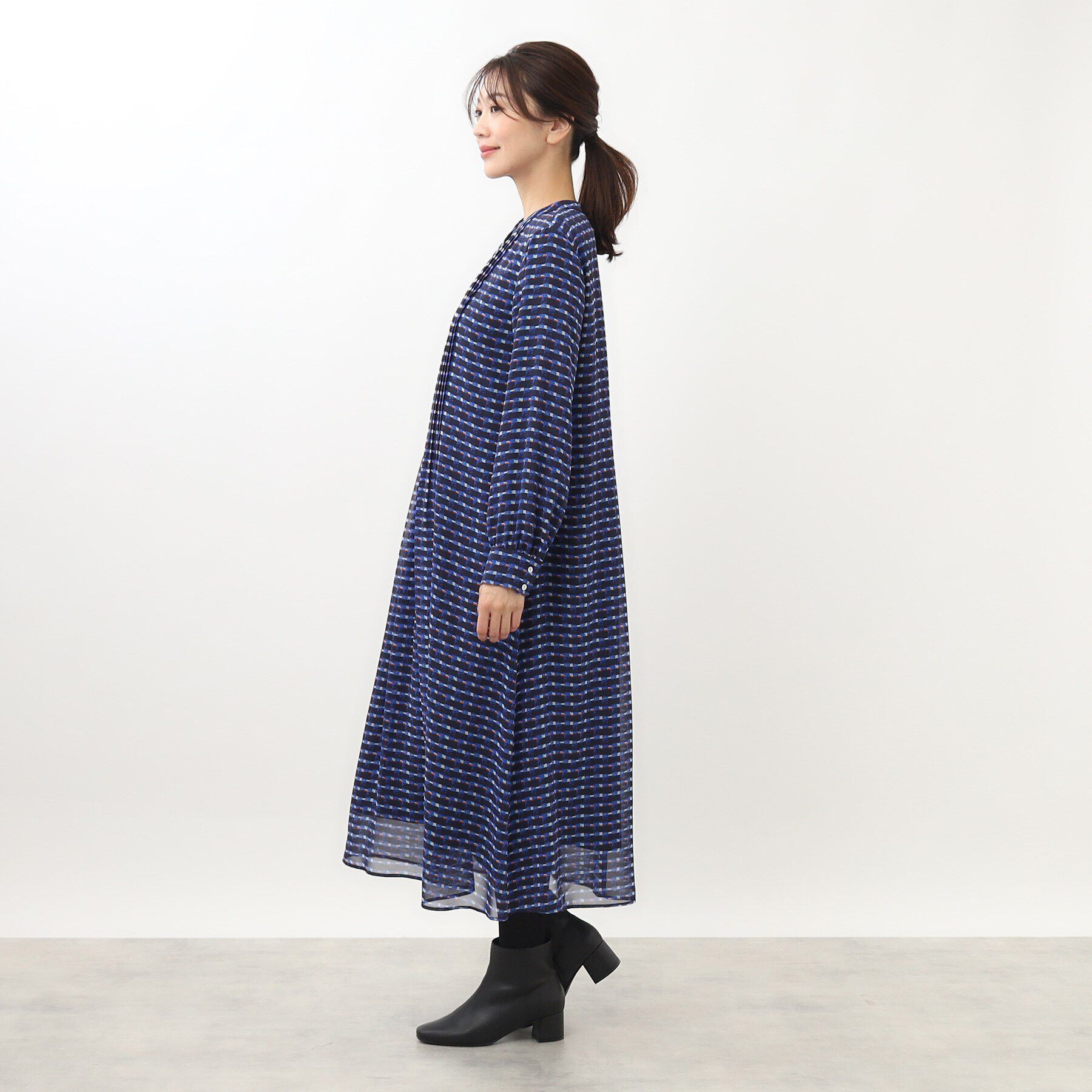 Reflect「【マシンウォッシュ可】チェック柄プリントワンピース」|ワンピース|