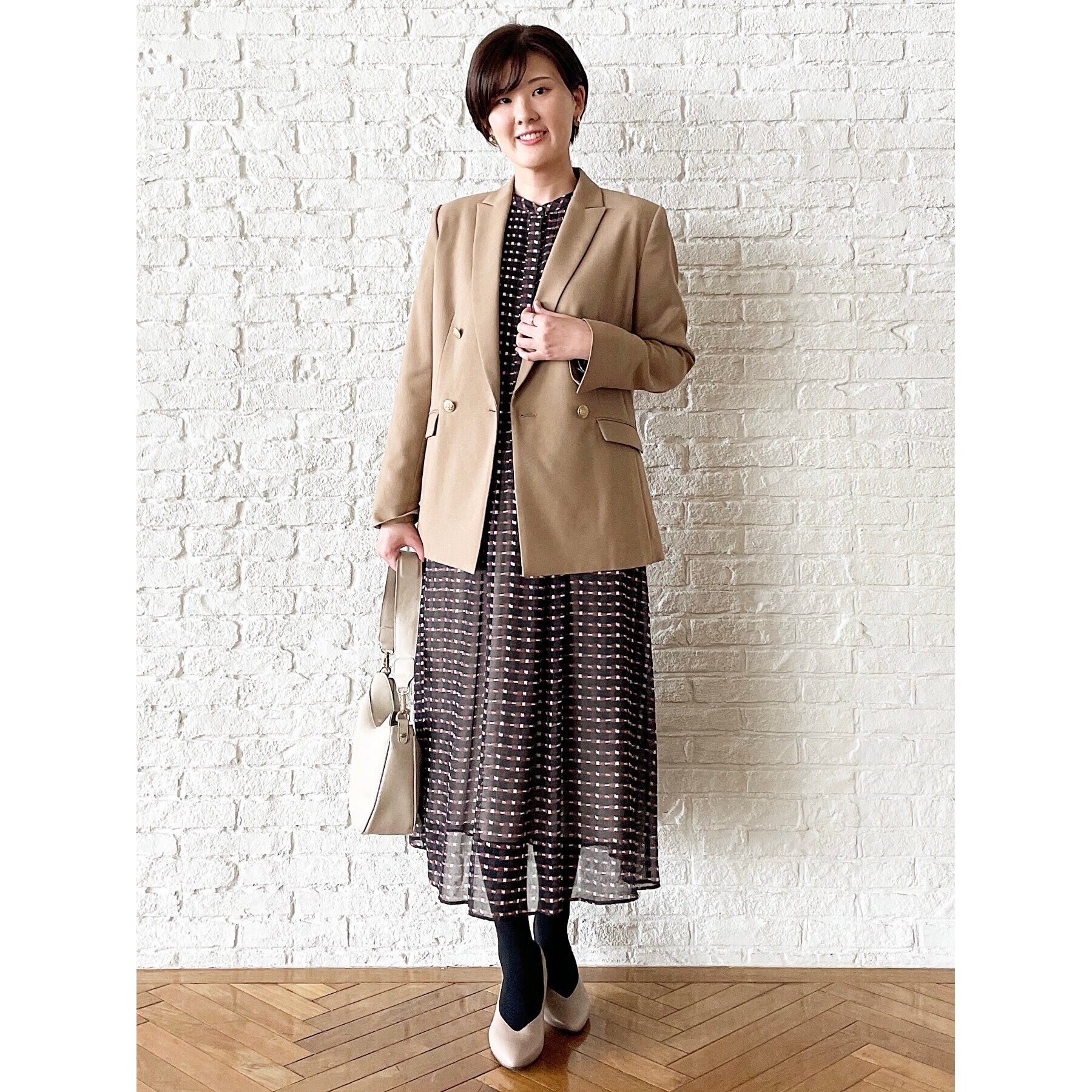 Reflect「【マシンウォッシュ可】チェック柄プリントワンピース」|ワンピース|