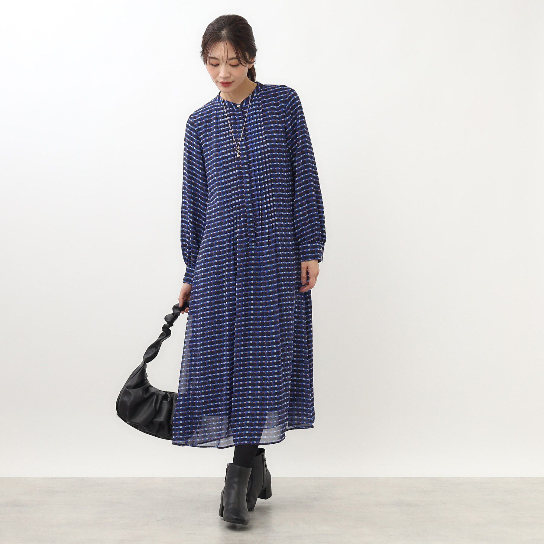 Reflect「【マシンウォッシュ可】チェック柄プリントワンピース」|ワンピース|