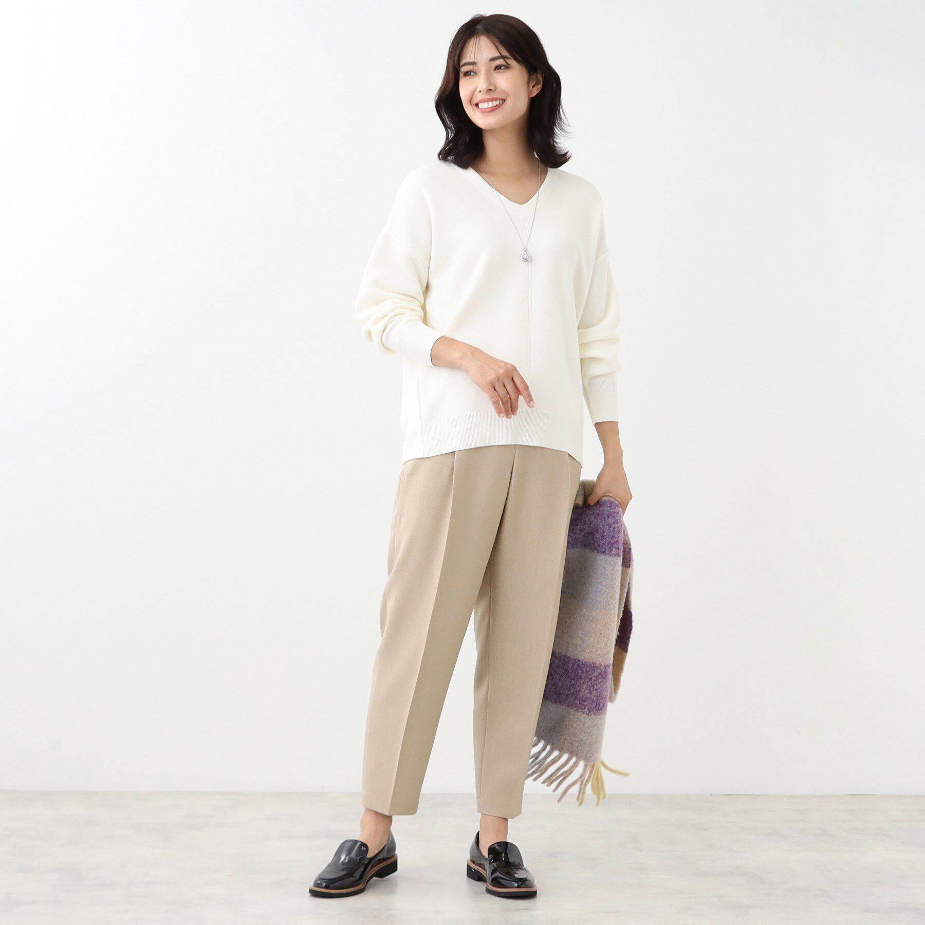 Reflect「【SALE／洗える】V開きオフボディニット」|ニット・セーター|