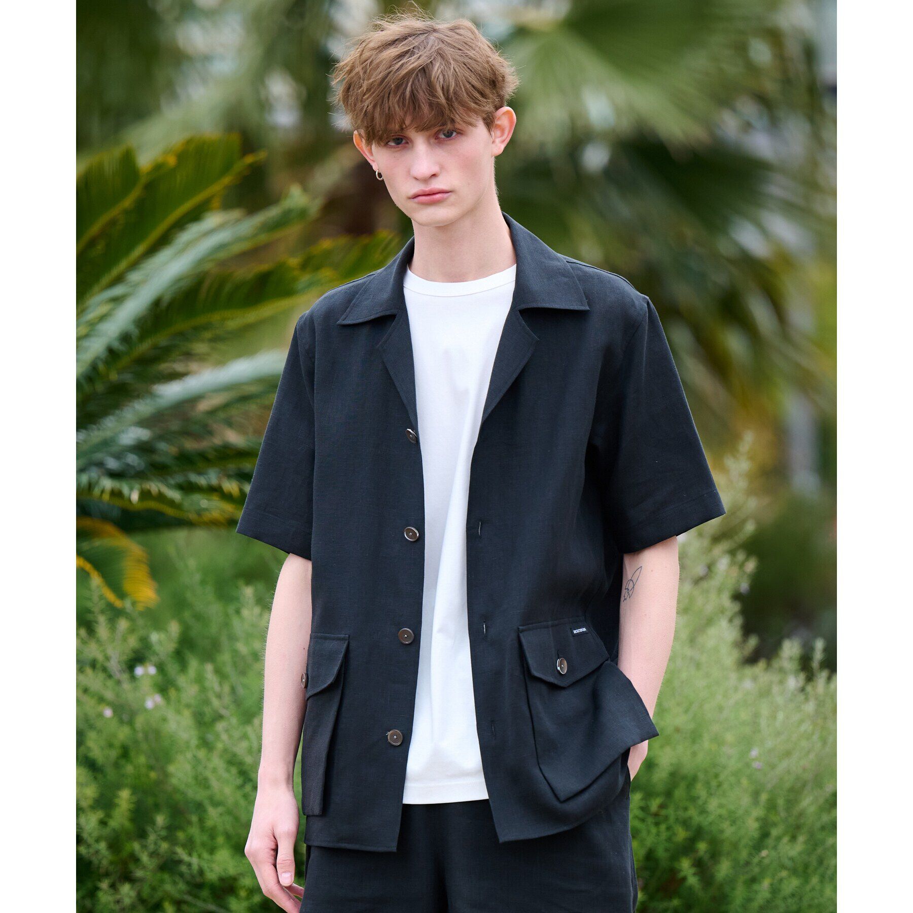 DRESSTERIOR「【Safari5月号掲載】【セットアップ可】オープンカラープエルトリコシャツ」|シャツ・ブラウス|ブラック(019)