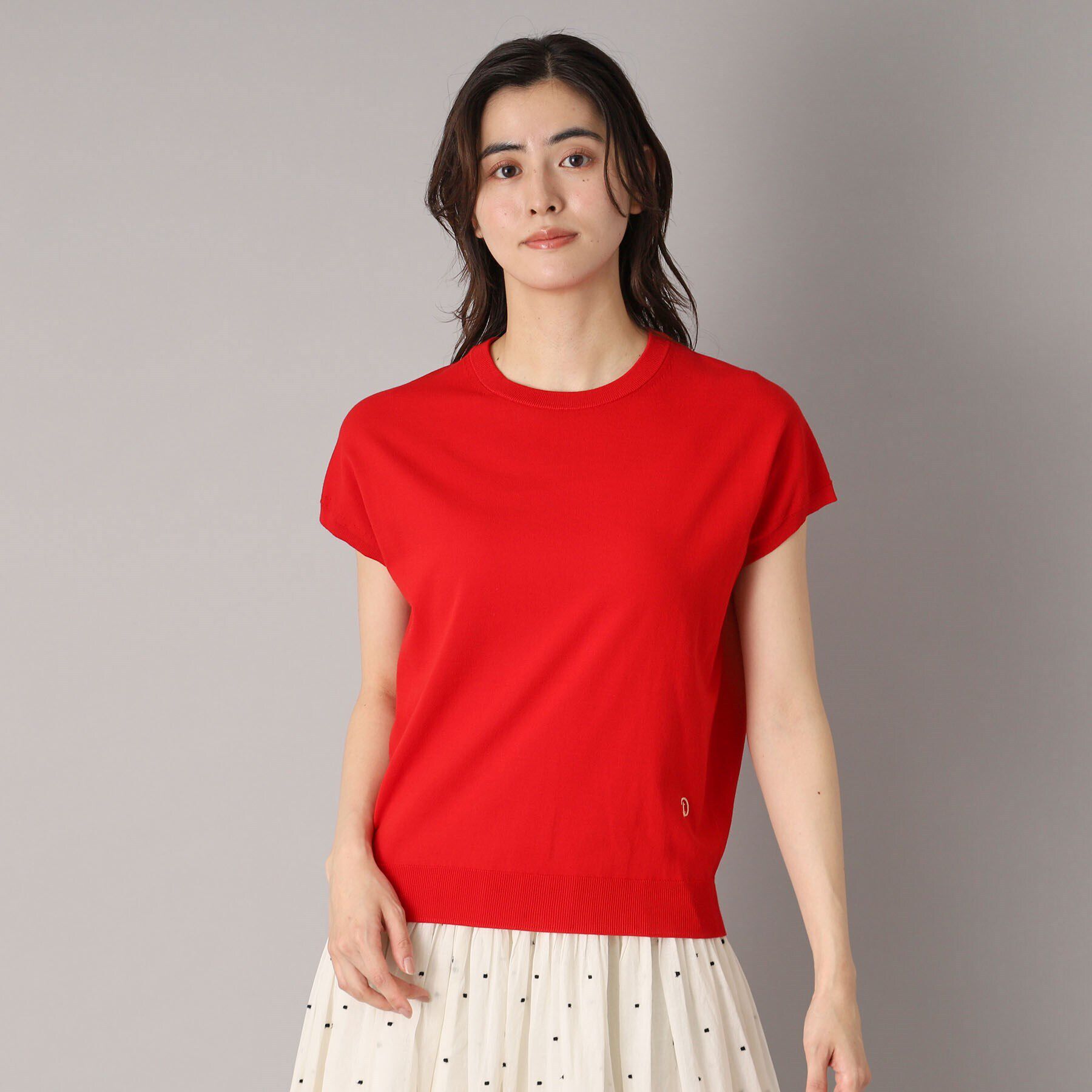 DRESSTERIOR「【定番/洗える】コットンシルク混フレンチスリーブニット」|ニット・セーター|