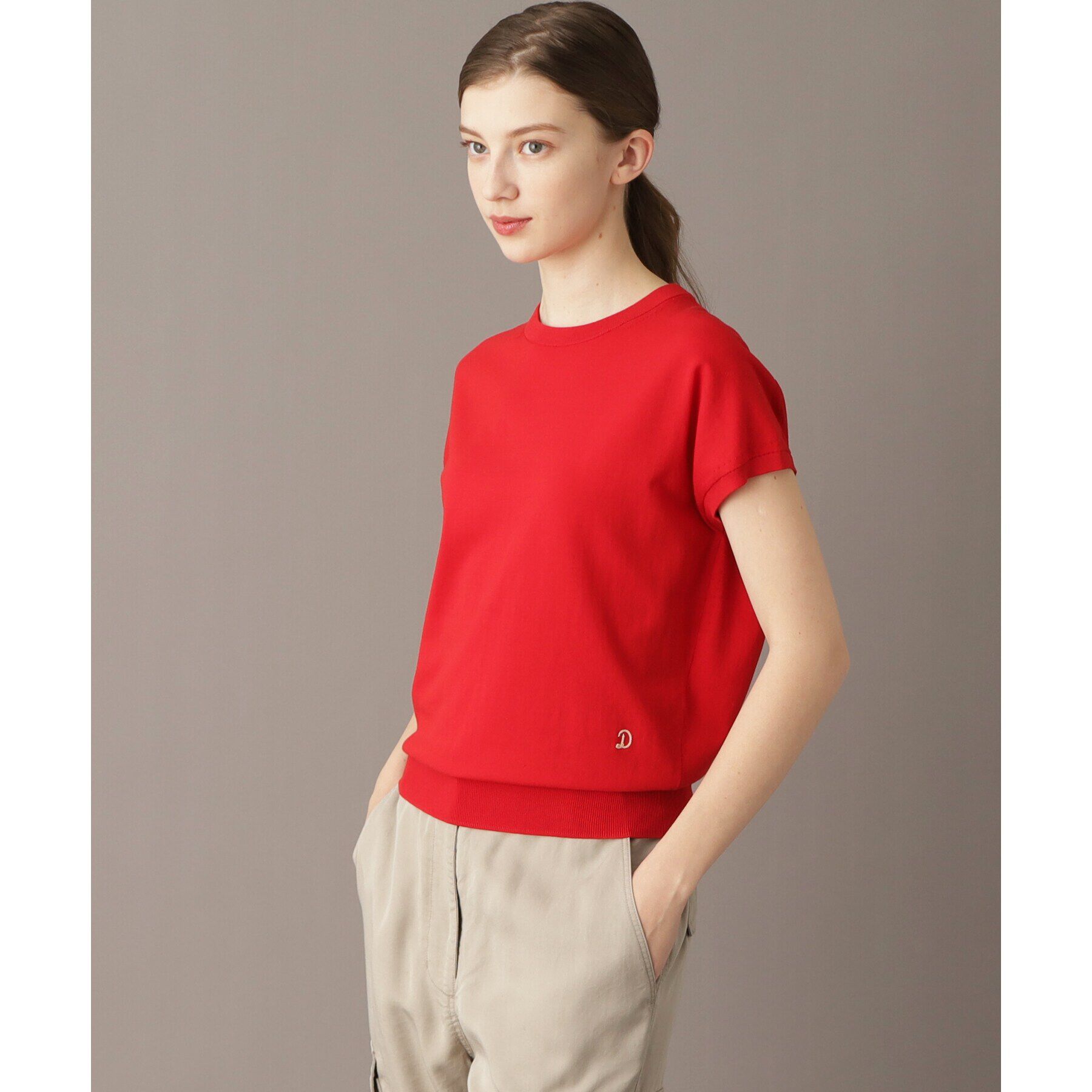 DRESSTERIOR「【定番/洗える】コットンシルク混フレンチスリーブニット」|ニット・セーター|