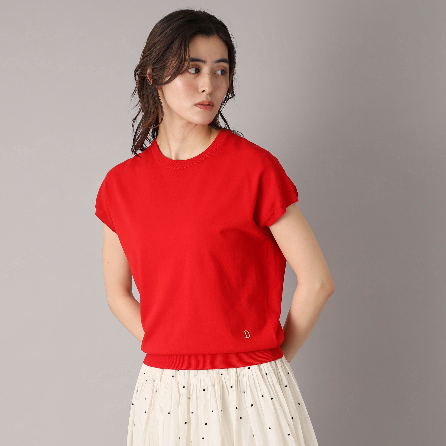 DRESSTERIOR「【定番/洗える】コットンシルク混フレンチスリーブニット」|ニット・セーター|