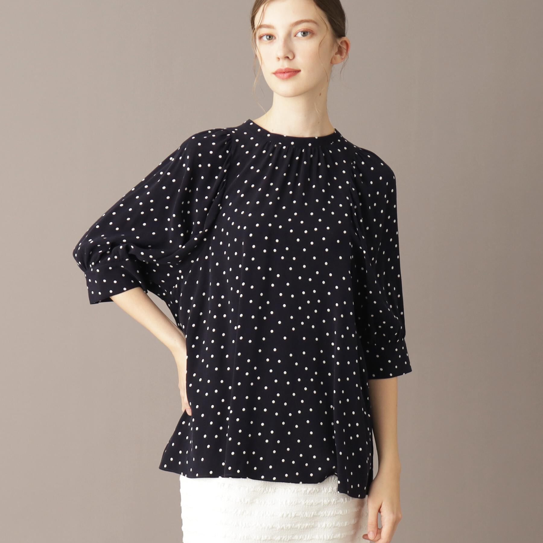 DRESSTERIOR「【洗える/日本製】ドットPTボリュームスリーブブラウス」|シャツ・ブラウス|