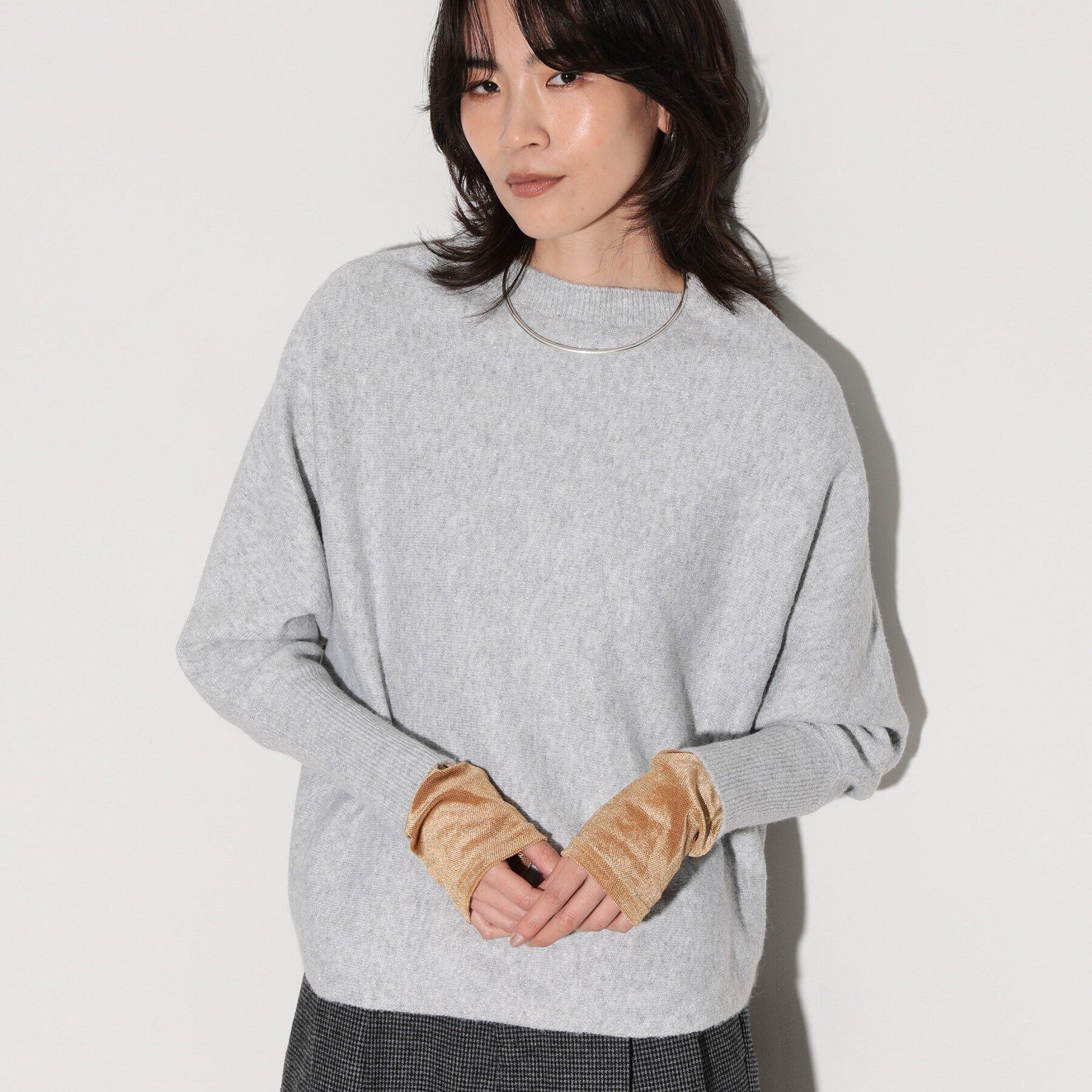 GALLEST「ドルマンスリーブラメニット」|ニット・セーター|ライトグレー(011