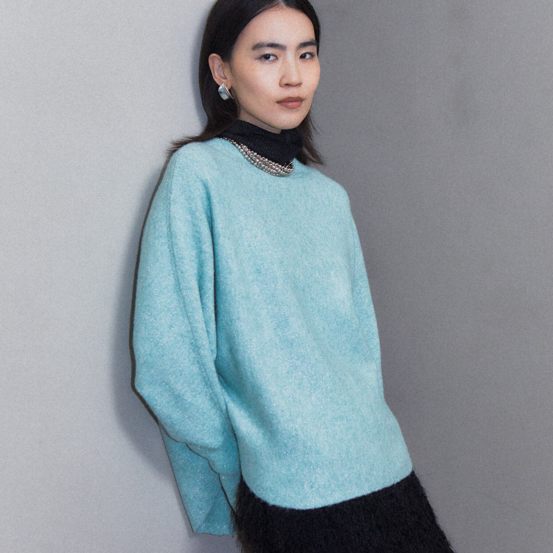 GALLEST「ドルマンスリーブラメニット」|ニット・セーター|ミントグリーン(02