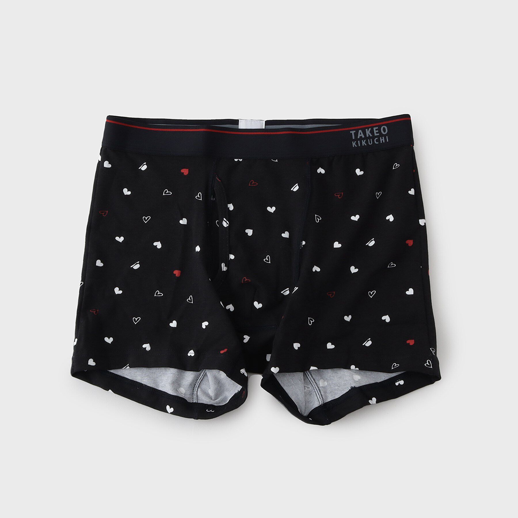 TAKEO KIKUCHI「【MADE IN JAPAN】ハート＆ハットプリント柄ボクサーパンツ」|インナー|ﾌﾞﾗｯｸ(019)