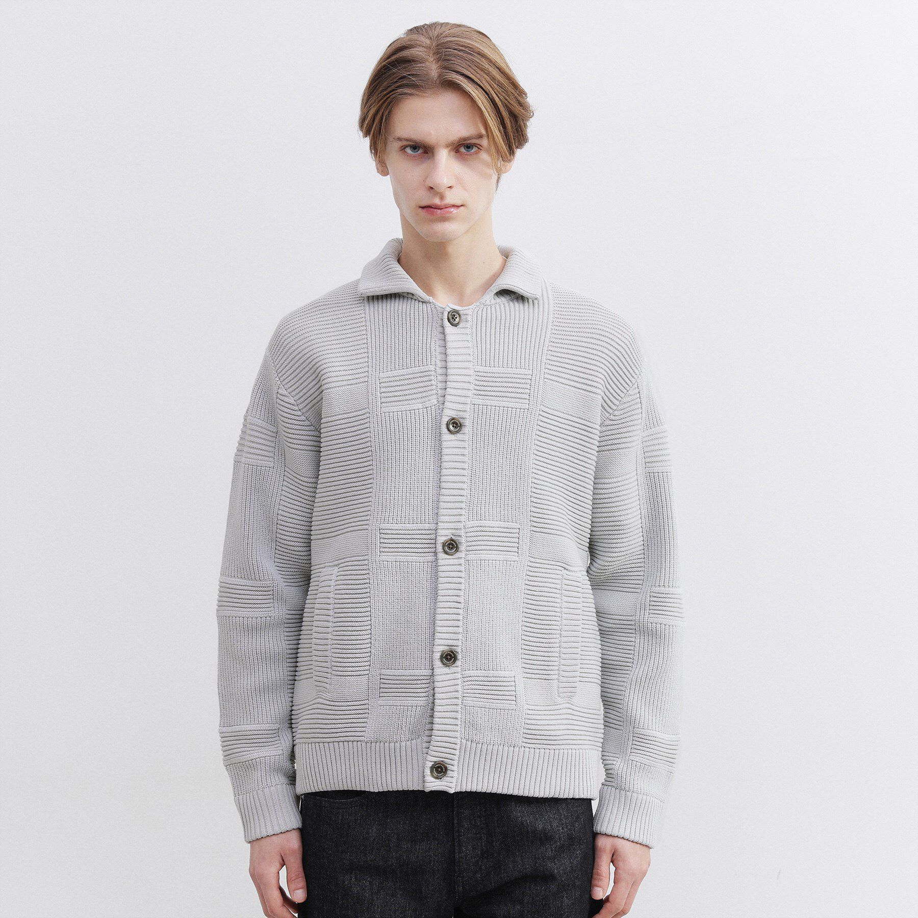 TAKEO KIKUCHI「畦編みチェック ニットカーディガン」|カーディガン|