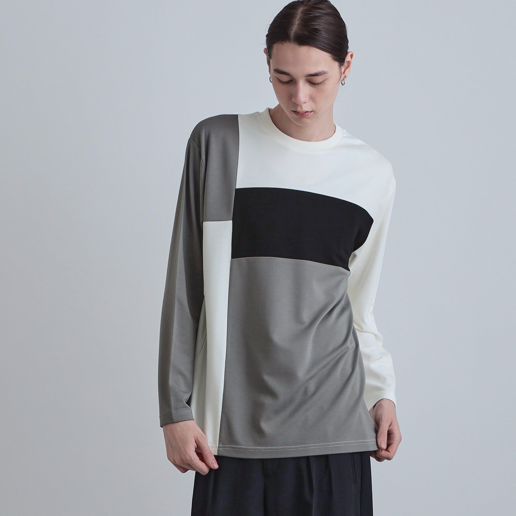 tk.TAKEO KIKUCHI「スクエア切り替えカットソー」|Tシャツ・カットソー|ホワイト(501)