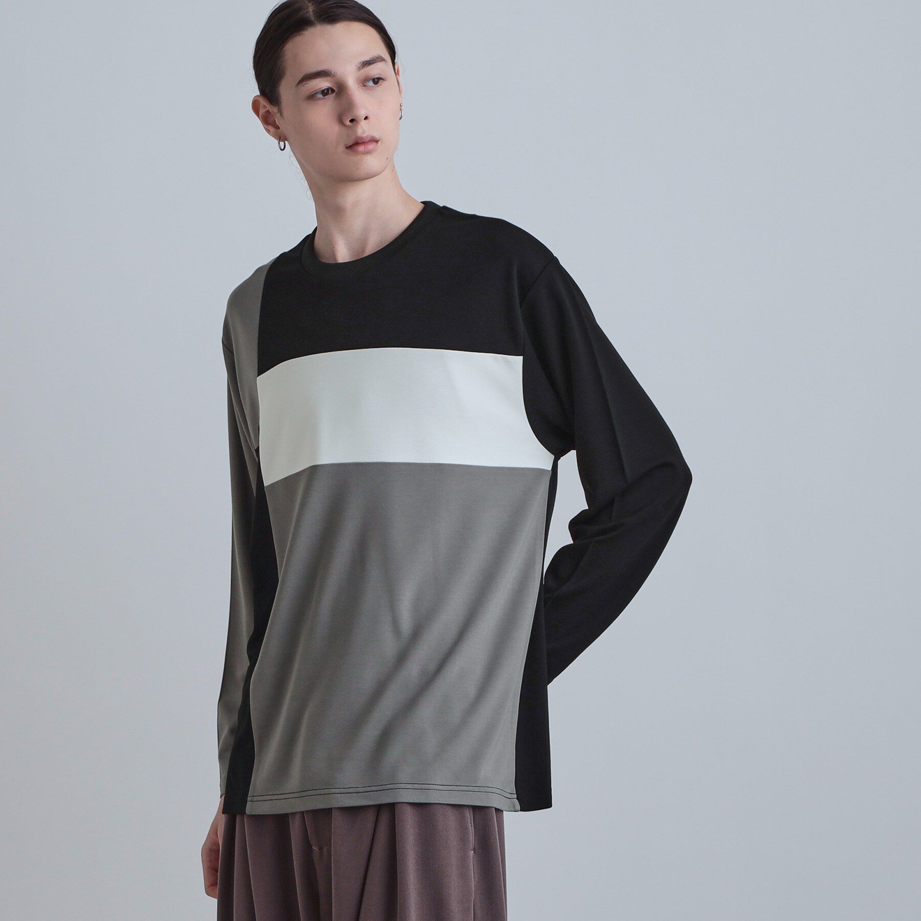 tk.TAKEO KIKUCHI「スクエア切り替えカットソー」|Tシャツ・カットソー|ブラック(519)