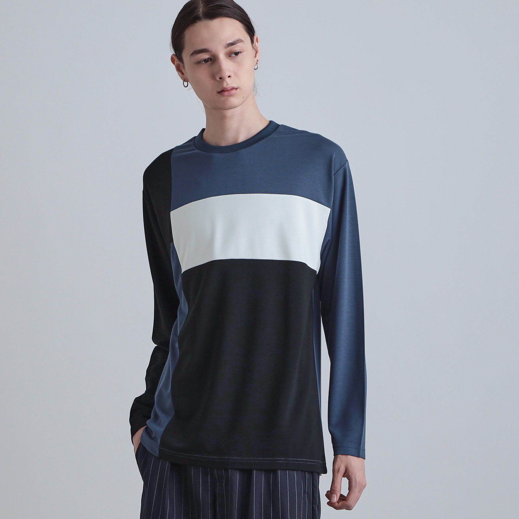 tk.TAKEO KIKUCHI「スクエア切り替えカットソー」|Tシャツ・カットソー|ネイビー(594)