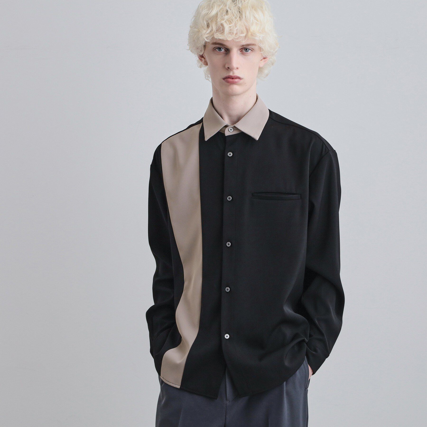 tk.TAKEO KIKUCHI「カラーブロックシャツ」|シャツ・ブラウス|ブラック(519)