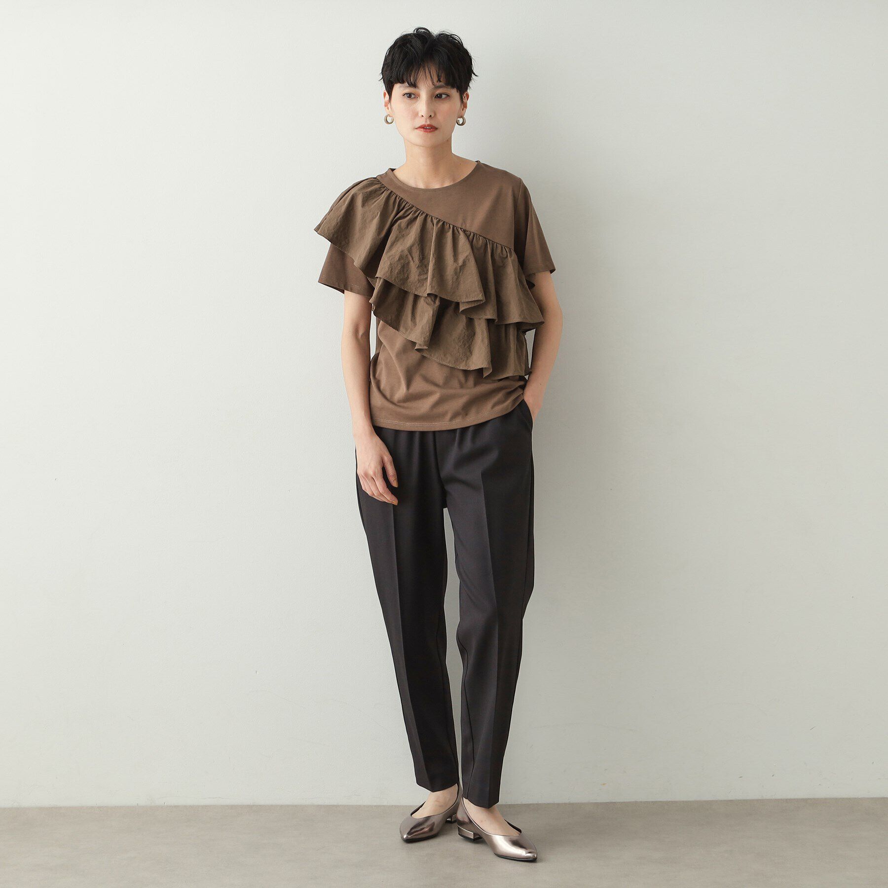 OPAQUE.CLIP「2段フリルカットソー【洗濯機洗い可】」|Tシャツ・カットソー|