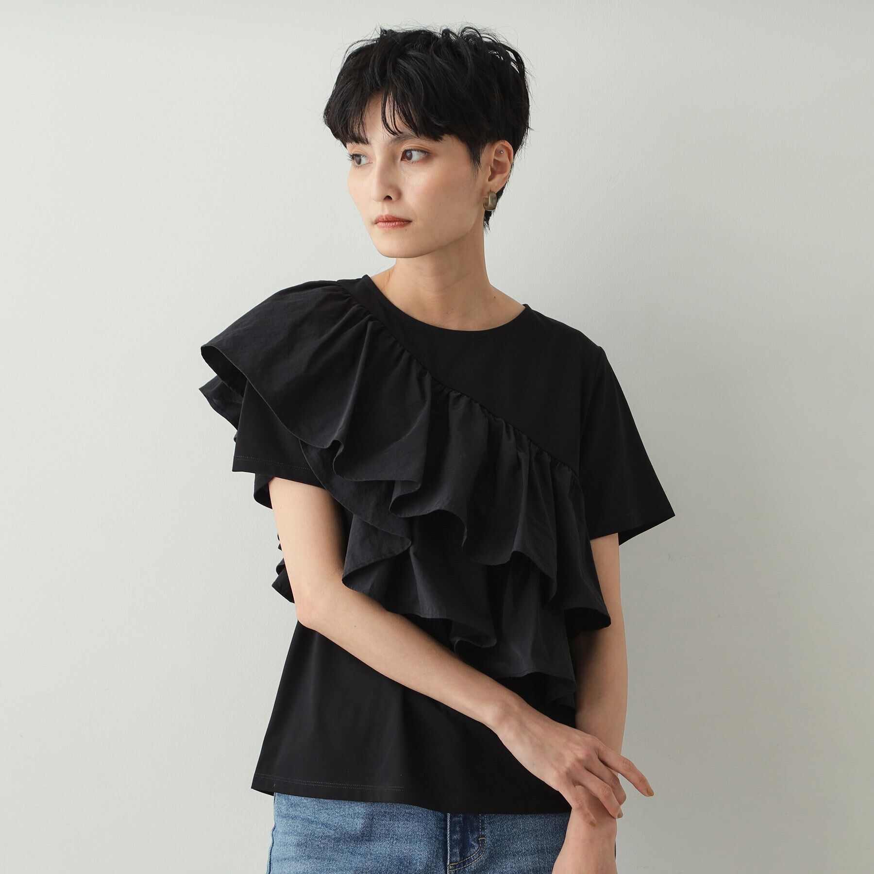 OPAQUE.CLIP「2段フリルカットソー【洗濯機洗い可】」|Tシャツ・カットソー|