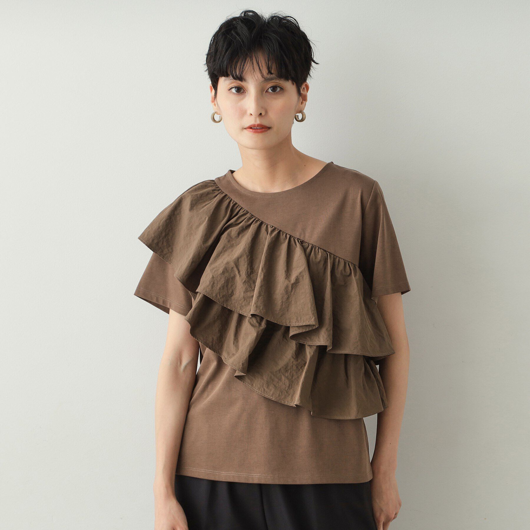 OPAQUE.CLIP「2段フリルカットソー【洗濯機洗い可】」|Tシャツ・カットソー|