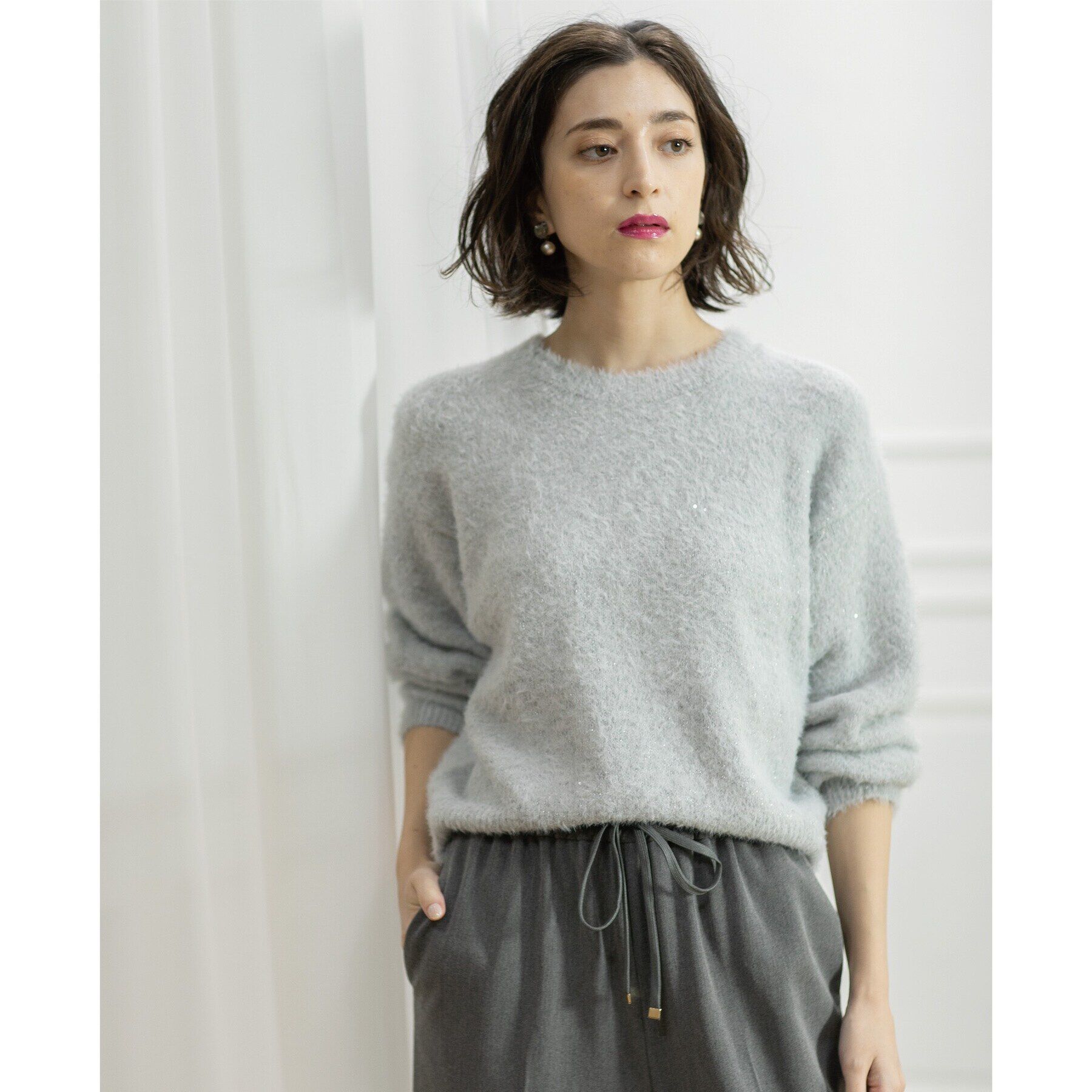 OPAQUE.CLIP「≪エマール検証済≫スパンコールフェザーニット【洗濯機洗い可/抗ピル】」|ニット・セーター|