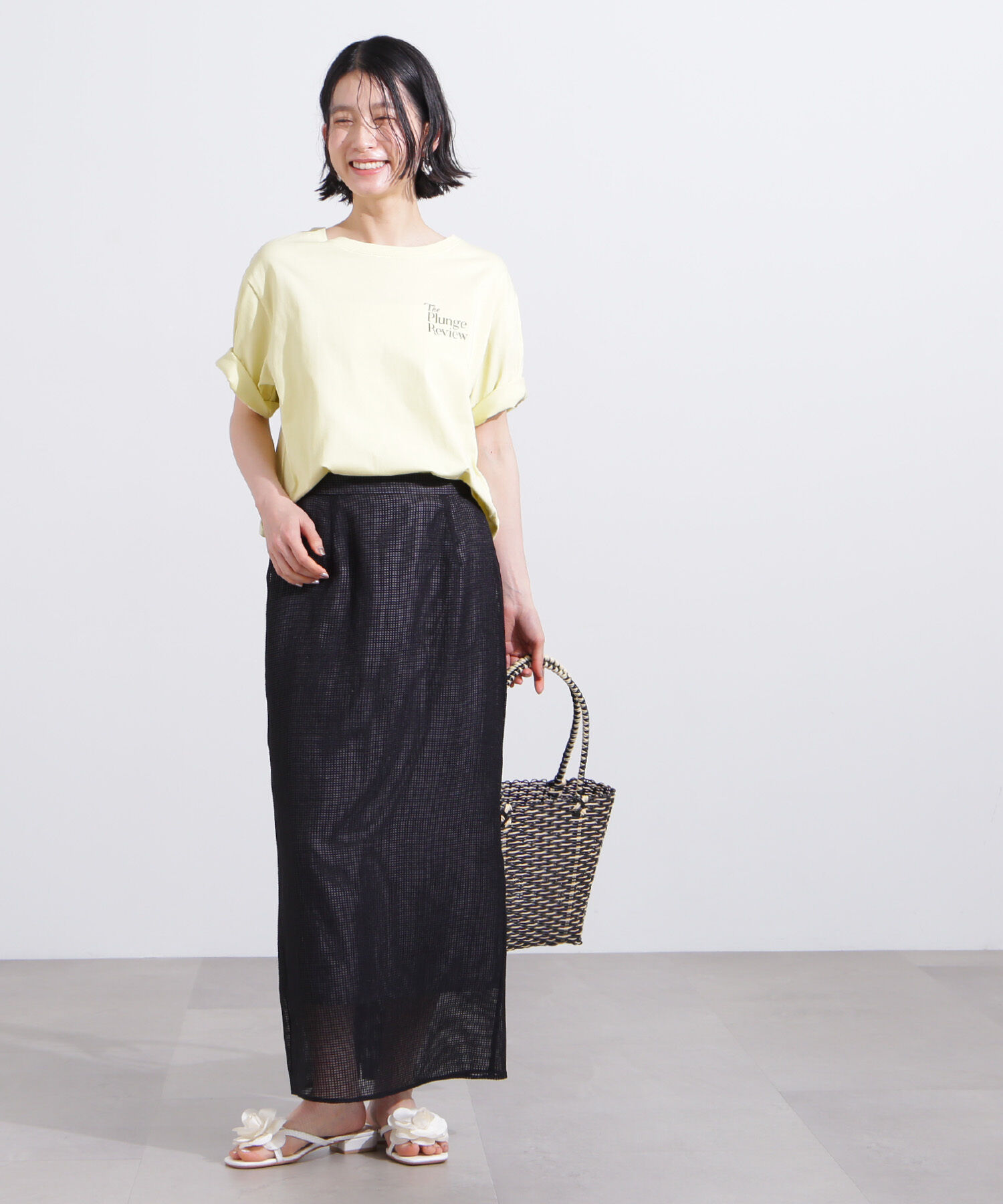  「メッシュチェックナロースカート」|スカート|